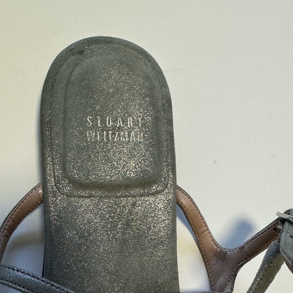 Stuart Weitzman Pyramids Thong Sandal 8 M Black Leather  Pre Owned - Picture 4 of 7